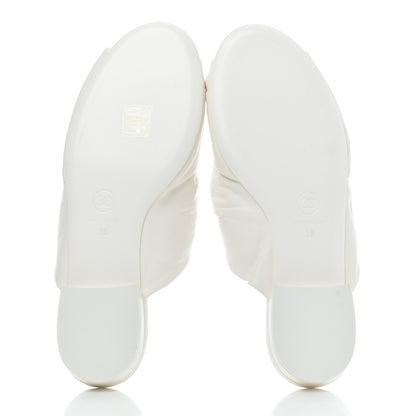 Chanel Lambskin Pearl Bow CC Flat Sandals 38 White 5 of 17