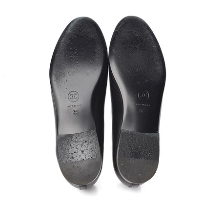 Chanel Lambskin Patent CC Cap Toe Ballerina Flats 36 Black 7 of 11