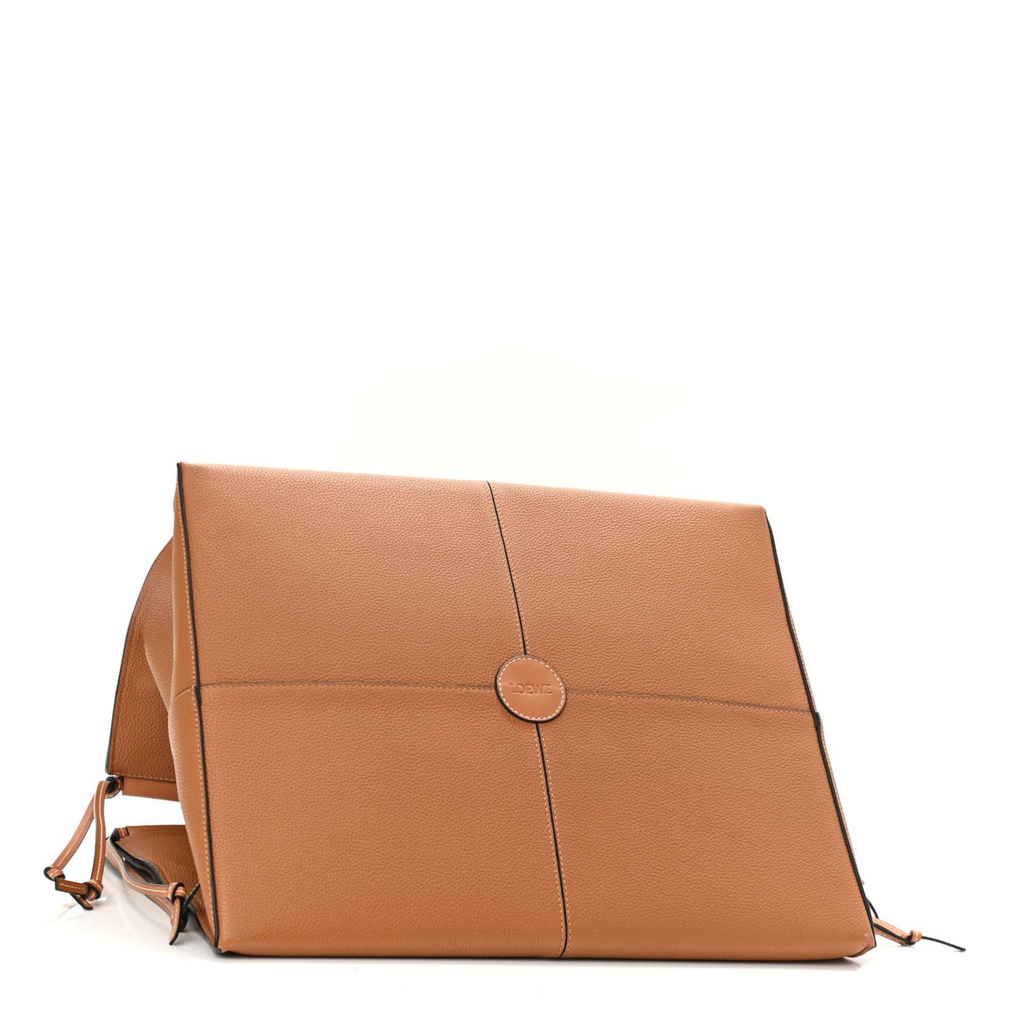 Grained Calfskin Cushion Tote Tan