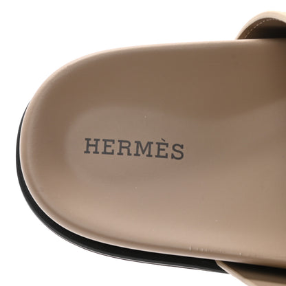 Hermes Suede Goatskin Chaine d'Ancre Womens Chypre Sandals 37 Beige Sable 7 of 11