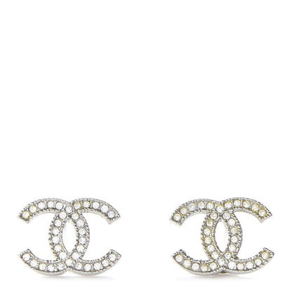 Chanel Crystal CC Earrings Silver 1 of 5