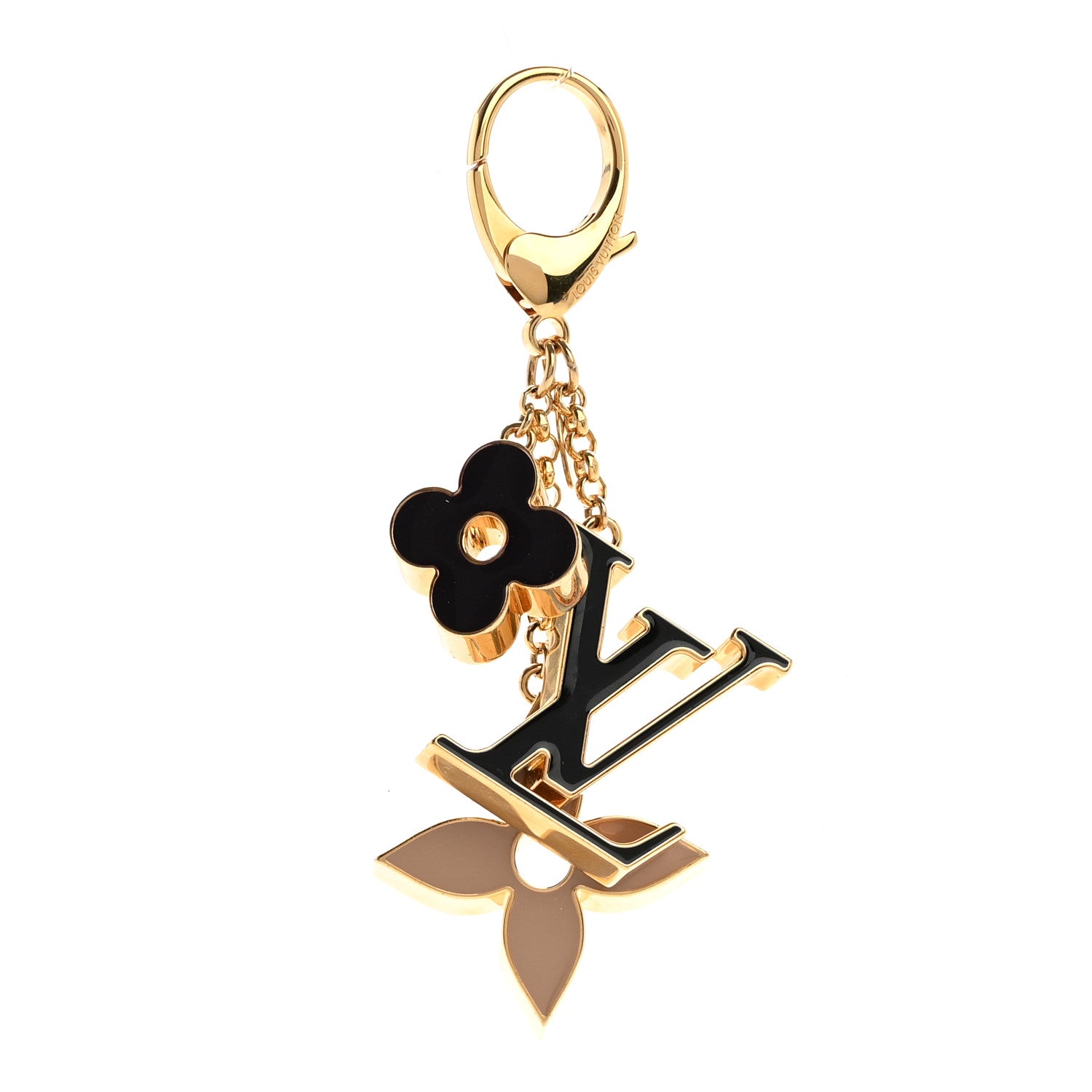 Louis Vuitton Metal Enamel Fleur De Monogram Bag Charm Dore 1 of 6