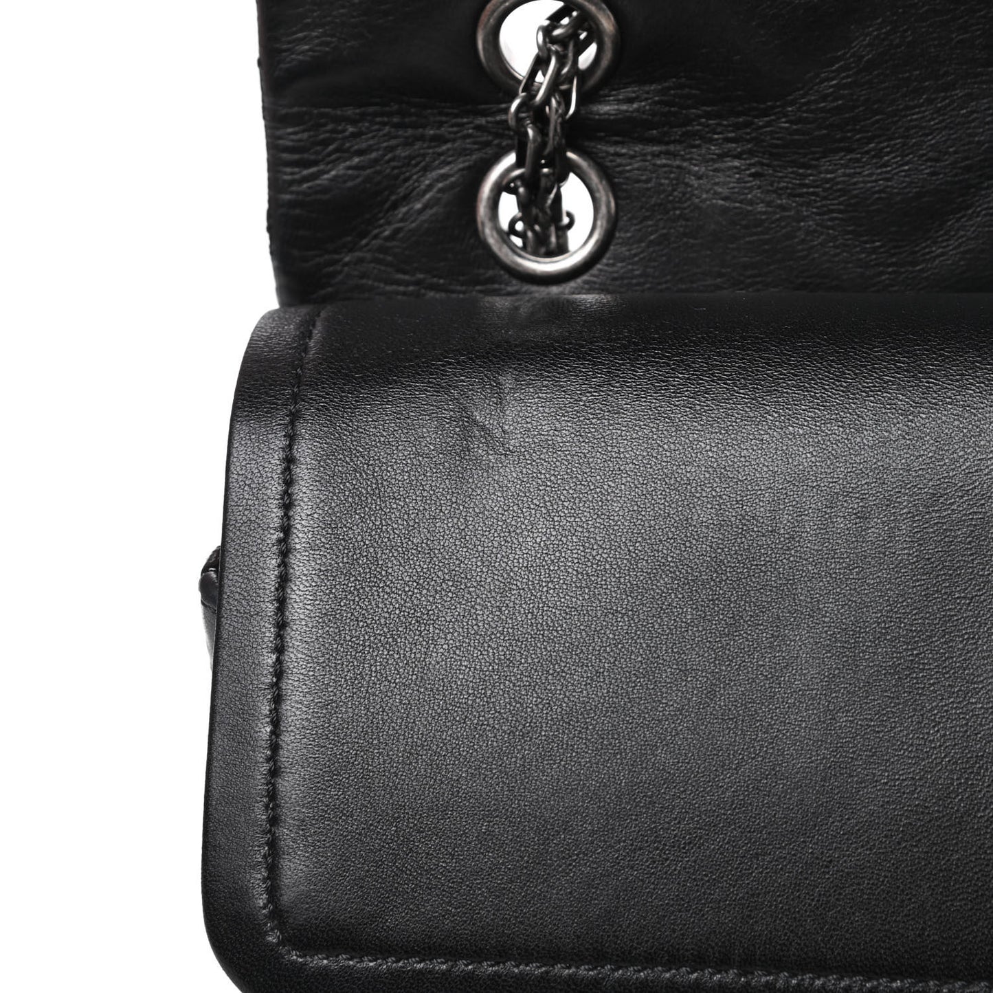 Distressed Patent Quilted 2.55 Reissue 227 Flap Black