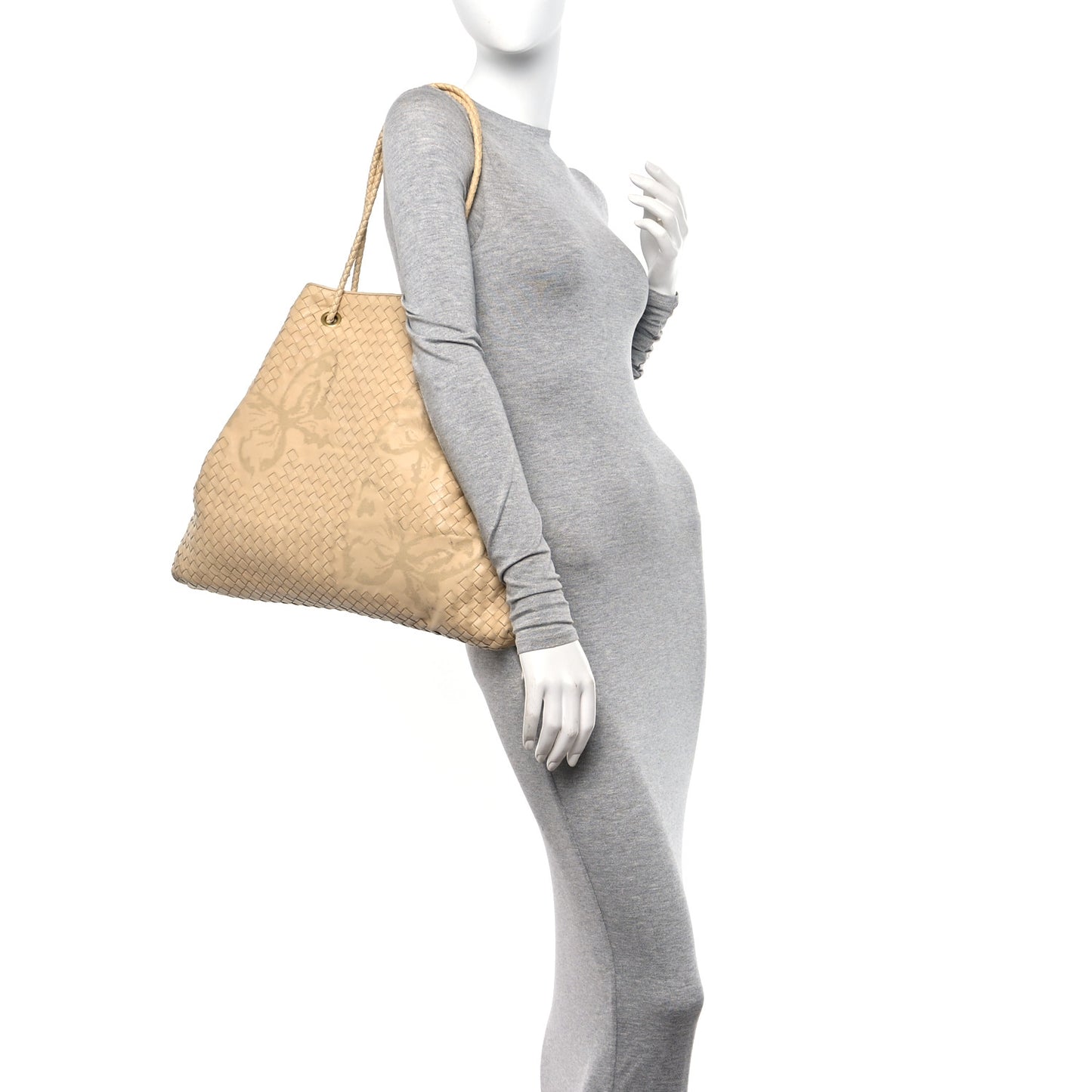 Nappa Intreciatto Butterfly Farfalle Tote Cream