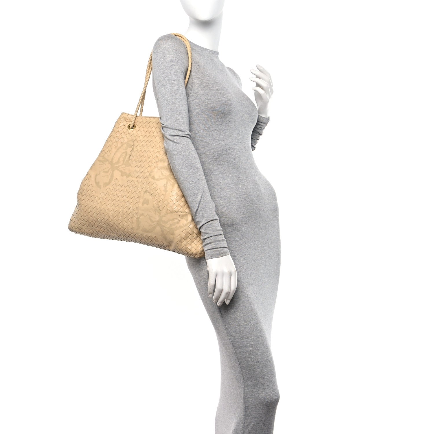 Bottega Veneta Nappa Intreciatto Butterfly Farfalle Tote Cream 2 of 11