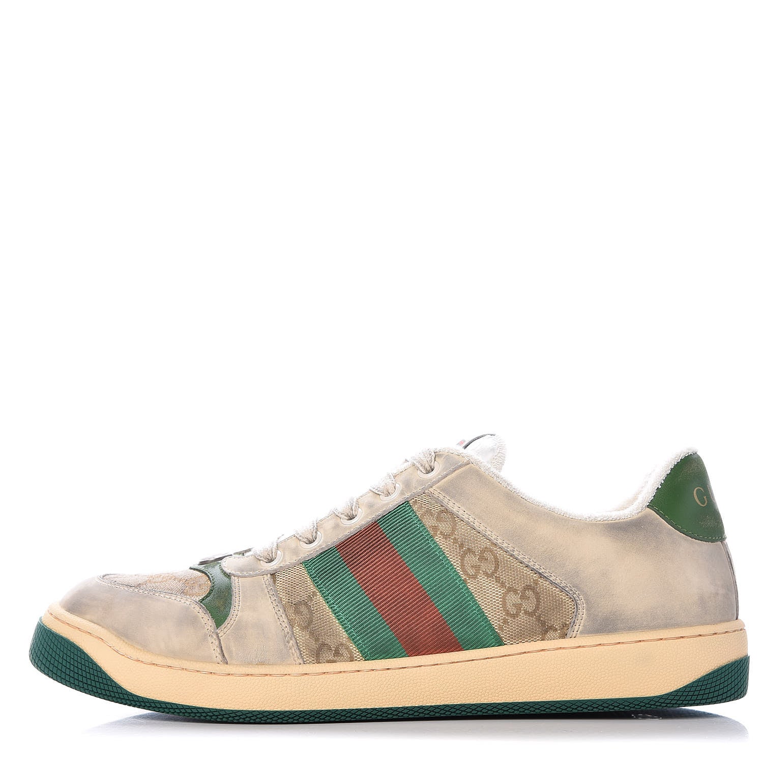 Gucci GG Monogram Nubuck Web Mens Screener Sneakers 8.5 New Sand Dusty Milk Vintage Green 1 of 9