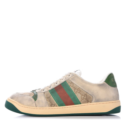 Gucci GG Monogram Nubuck Web Mens Screener Sneakers 8.5 New Sand Dusty Milk Vintage Green 1 of 9