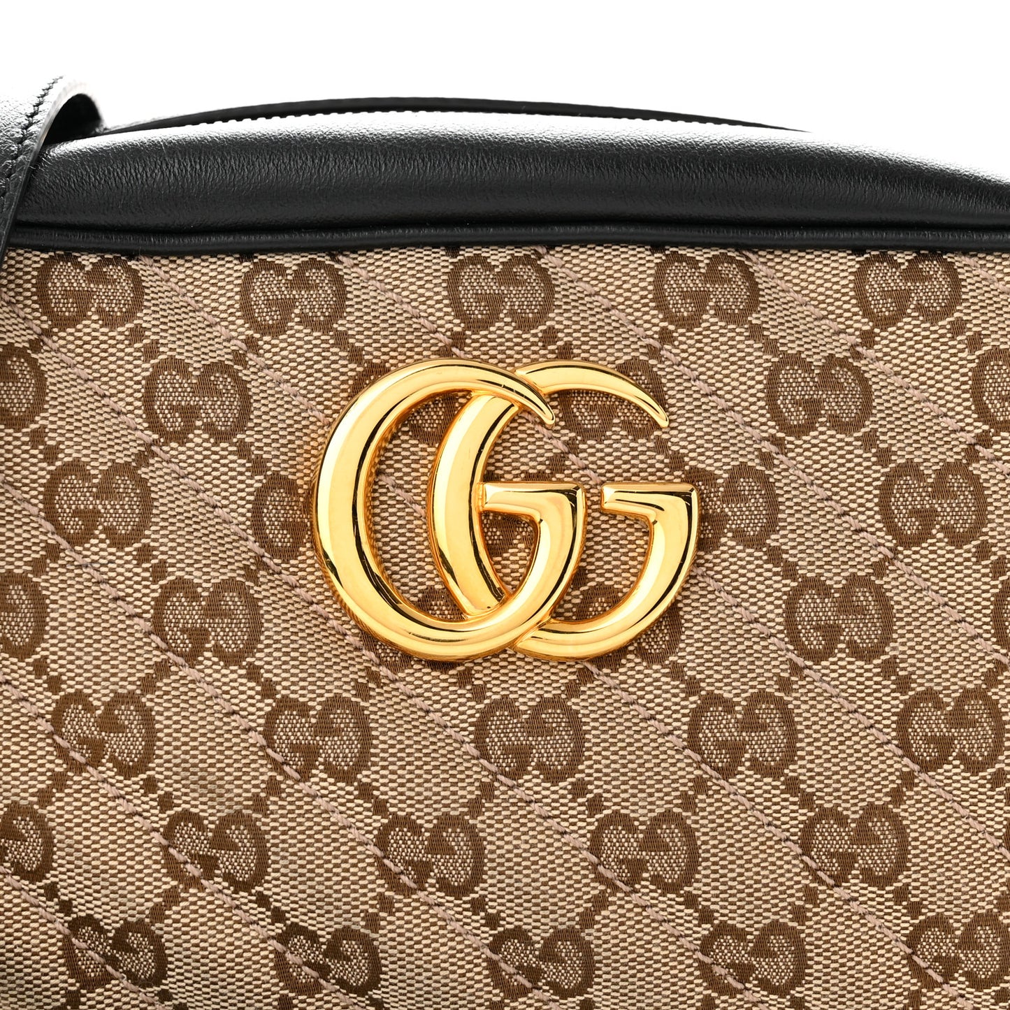 Monogram Matelasse Diagonal Small GG Marmont Chain Shoulder Bag Beige Black