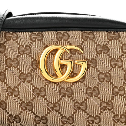 Gucci Monogram Matelasse Diagonal Small GG Marmont Chain Shoulder Bag Beige Black 8 of 11