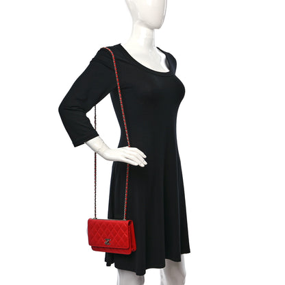 Chanel Lambskin Quilted Trendy CC Wallet On Chain WOC Red 3 of 11