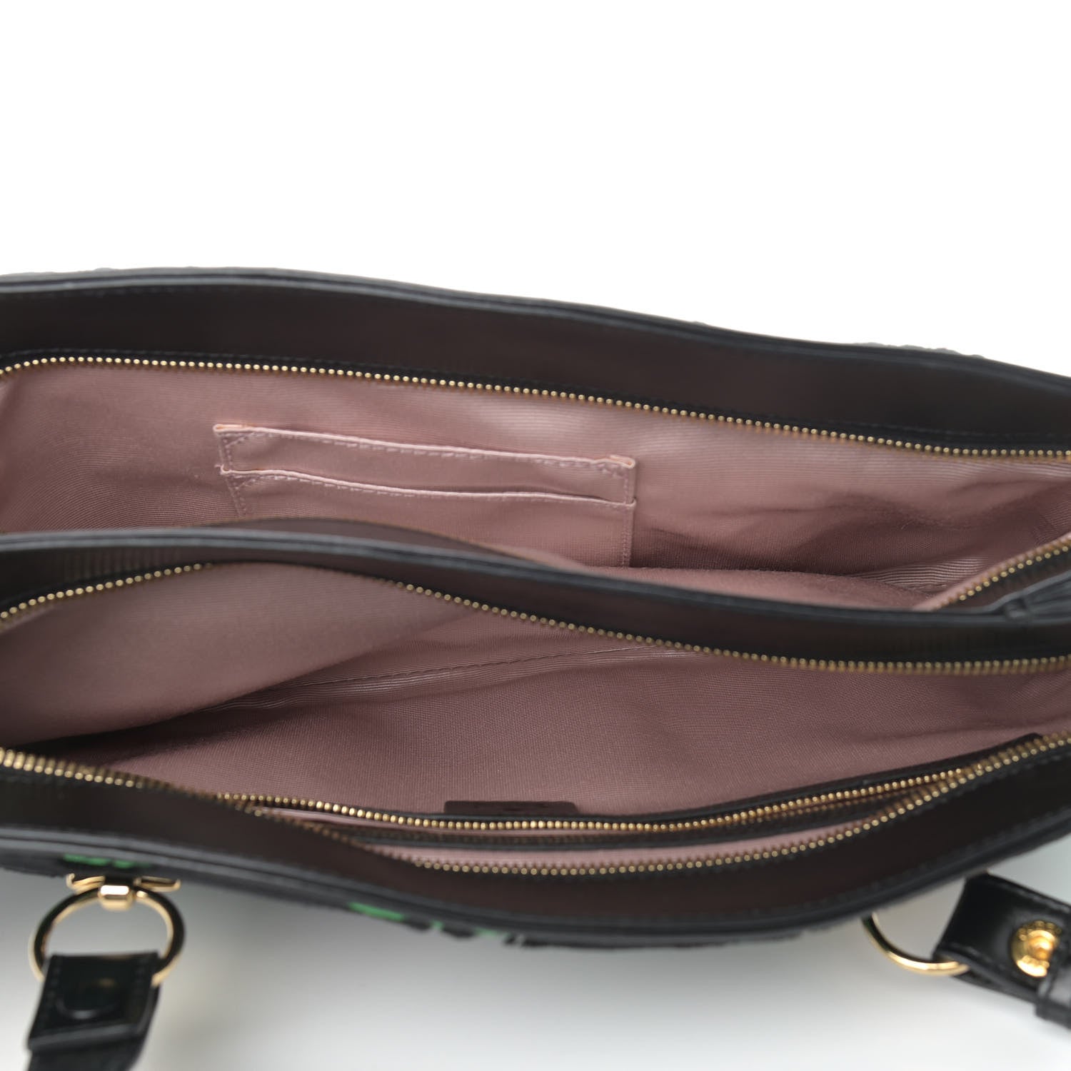 Gucci Velvet Jacquard Floral Embroidered Large Arli Top Handle Bag Black Green Multicolor 5 of 9