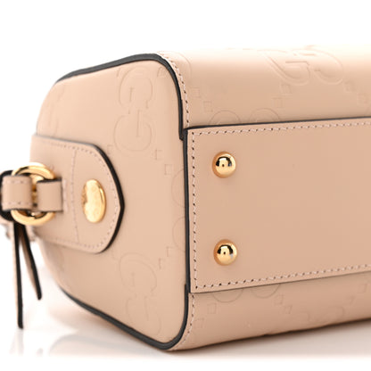 Gucci Gilbert Calfskin Jumbo GG Embossed Super Mini Top Handle Bowler Bag Beige 9 of 10
