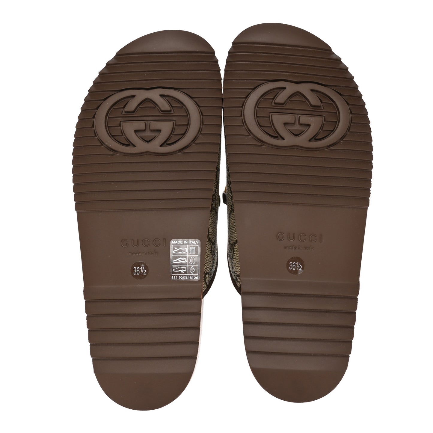 GG Supreme Monogram Miro Soft Calfskin Womens Horsebit Slippers 36.5 Beige Ebony New Acero