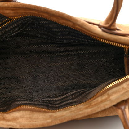 Prada Suede Triangle Medium Bonnie Shoulder Bag Cacao 4 of 9