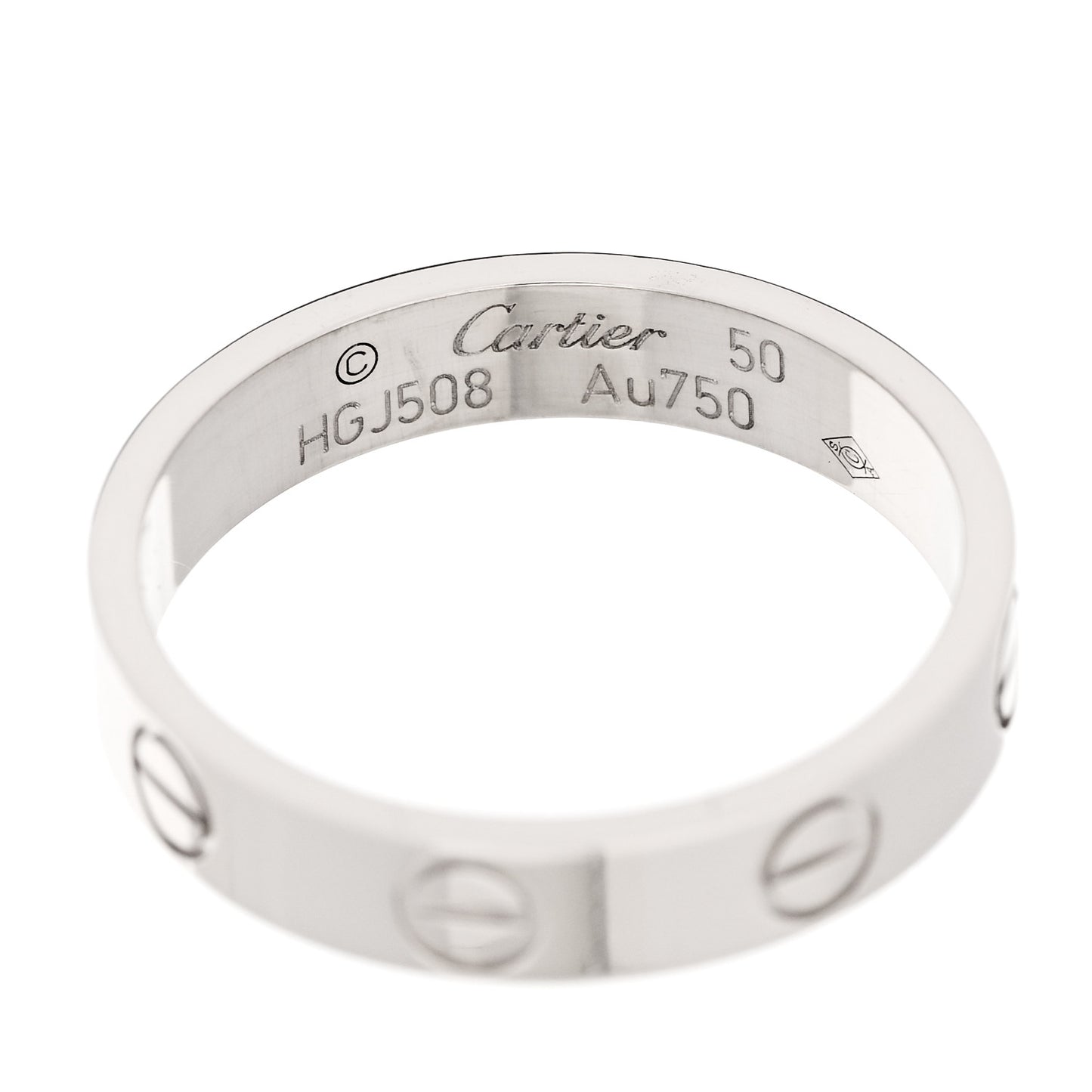 18K White Gold 3.5mm LOVE Wedding Band Ring 50 5.25