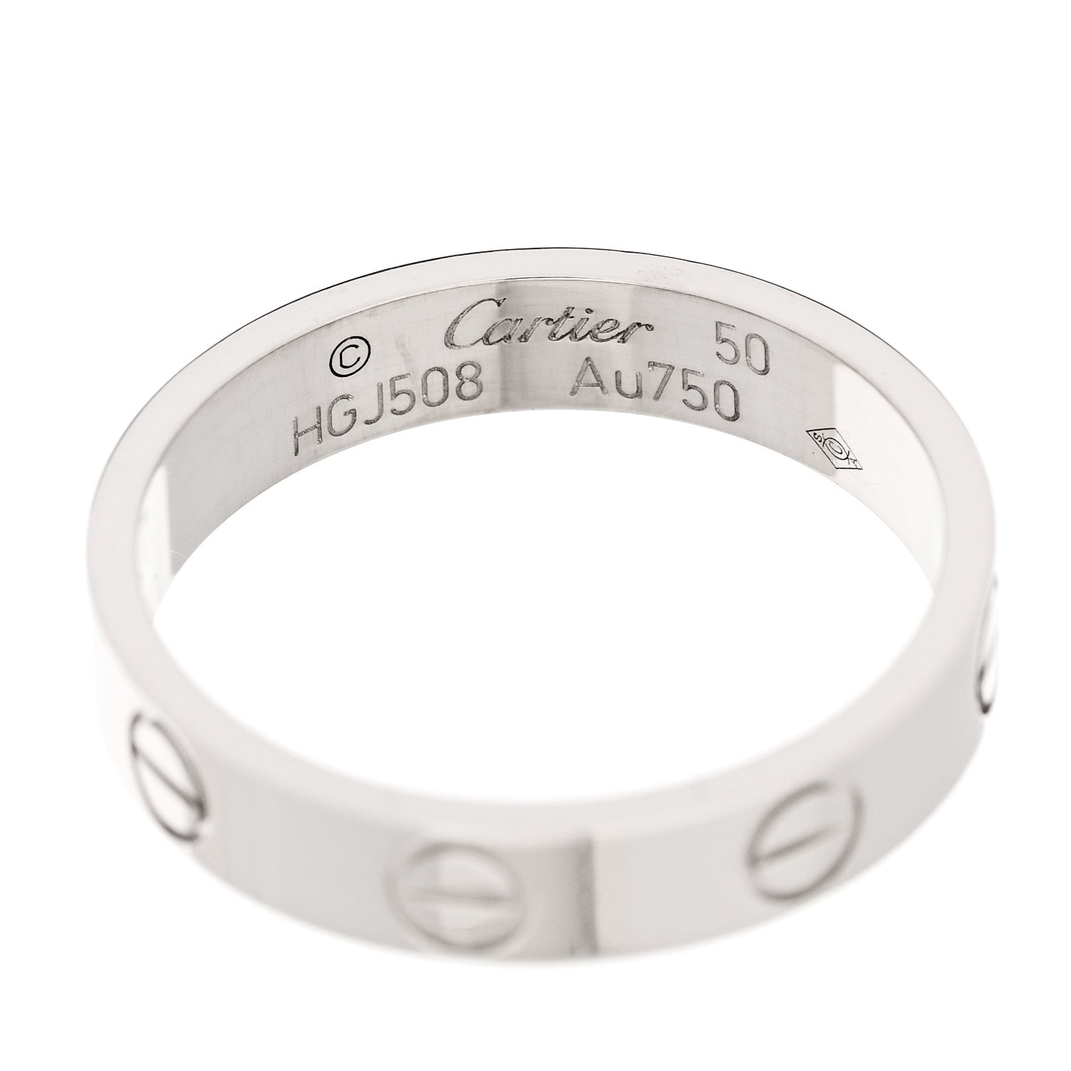 Cartier 18K White Gold 3.5mm LOVE Wedding Band Ring 50 5.25 4 of 5