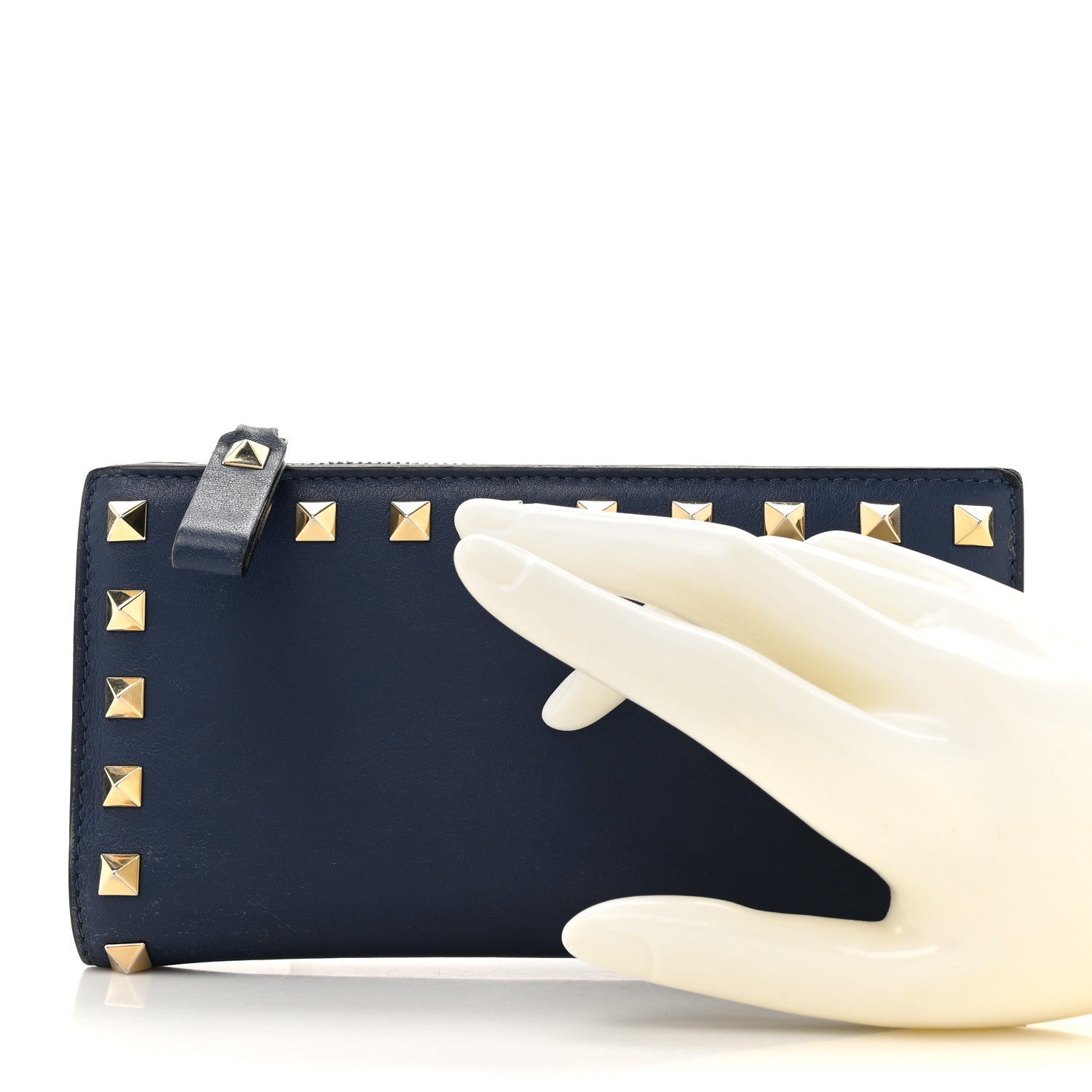 Valentino Garavani Calfskin Rockstud Continental Wallet Baltique 2 of 11