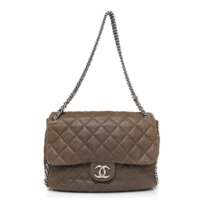 Chanel Washed Lambskin Quilted Maxi Chain Around Flap Taupe 1 of 15