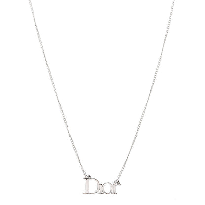 Christian Dior Metal Logo Necklace Silver 1 of 5