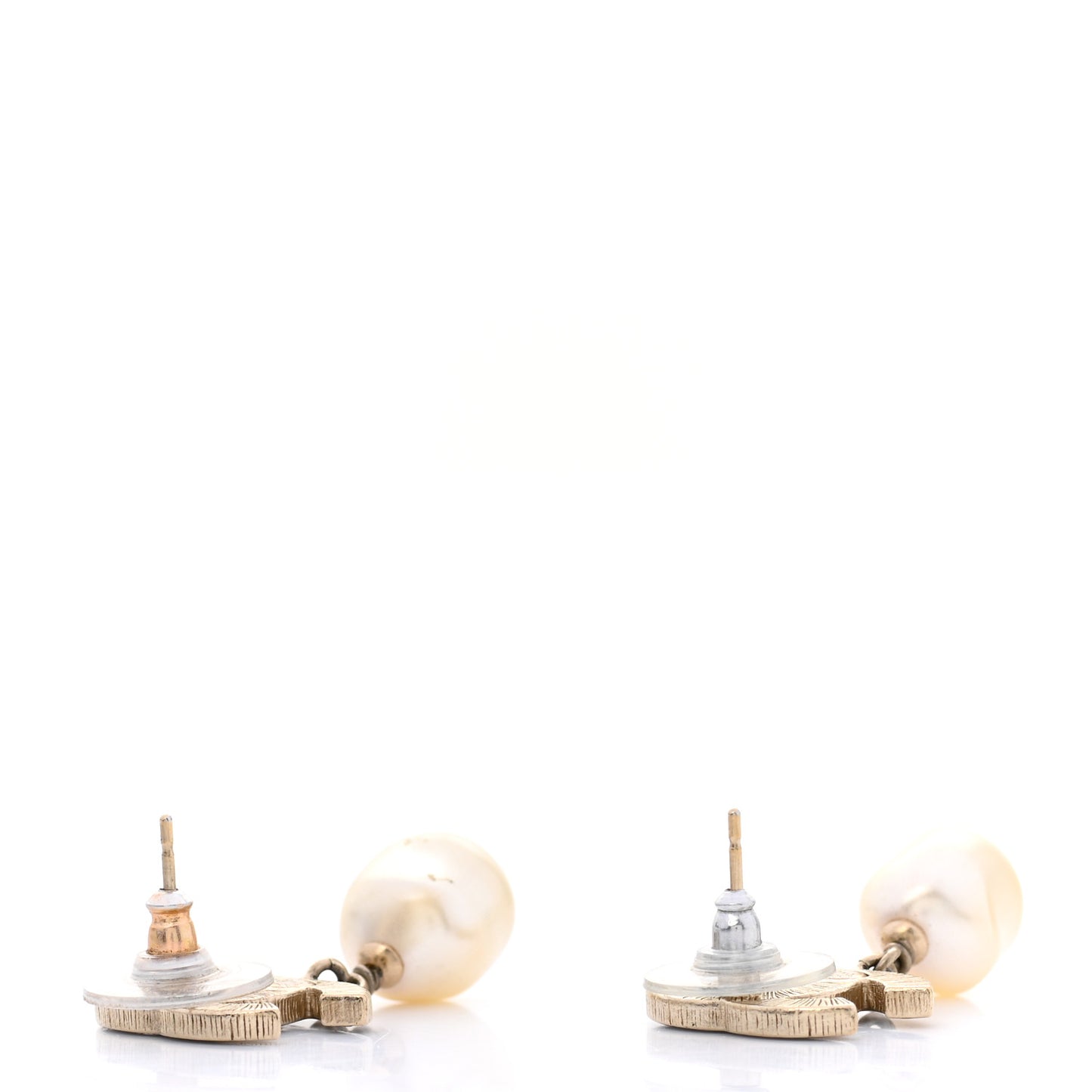Pearl Enamel CC Drop Earrings Black Gold