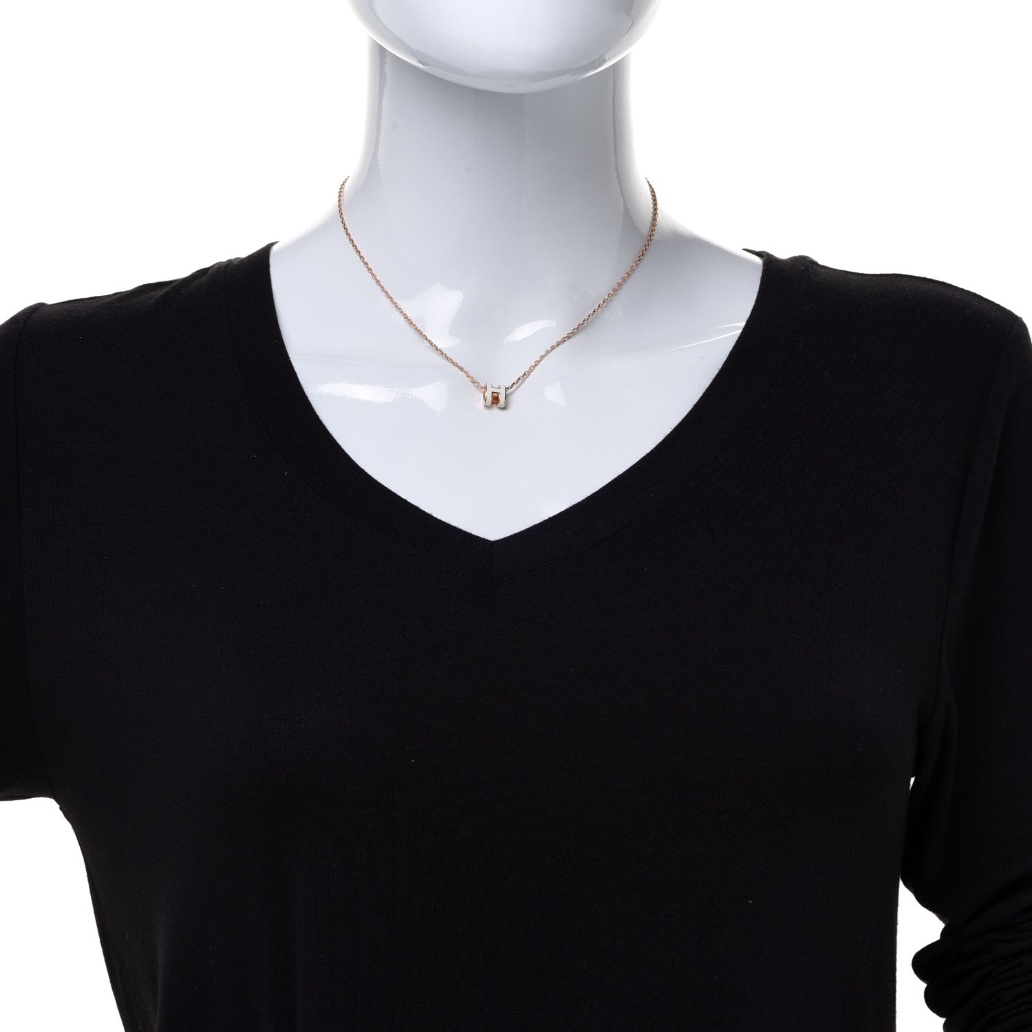 Hermes Lacquered Rose Gold Mini Pop H Pendant Necklace White 2 of 7
