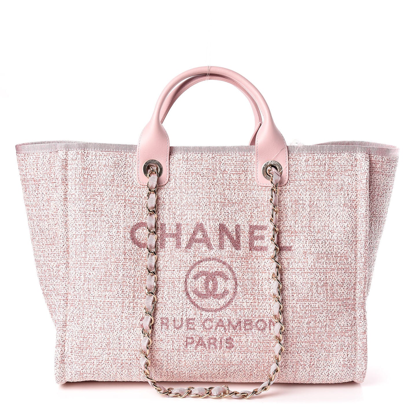 Straw Lurex Large Deauville Tote Pink