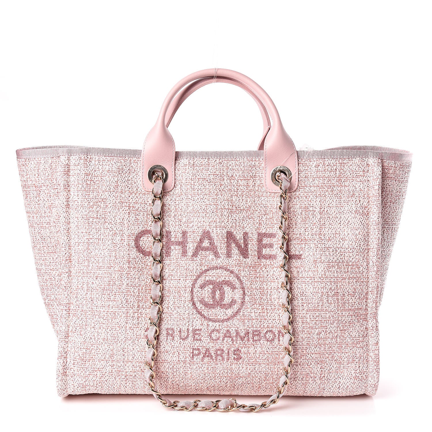 Chanel Straw Lurex Large Deauville Tote Pink 1 of 10
