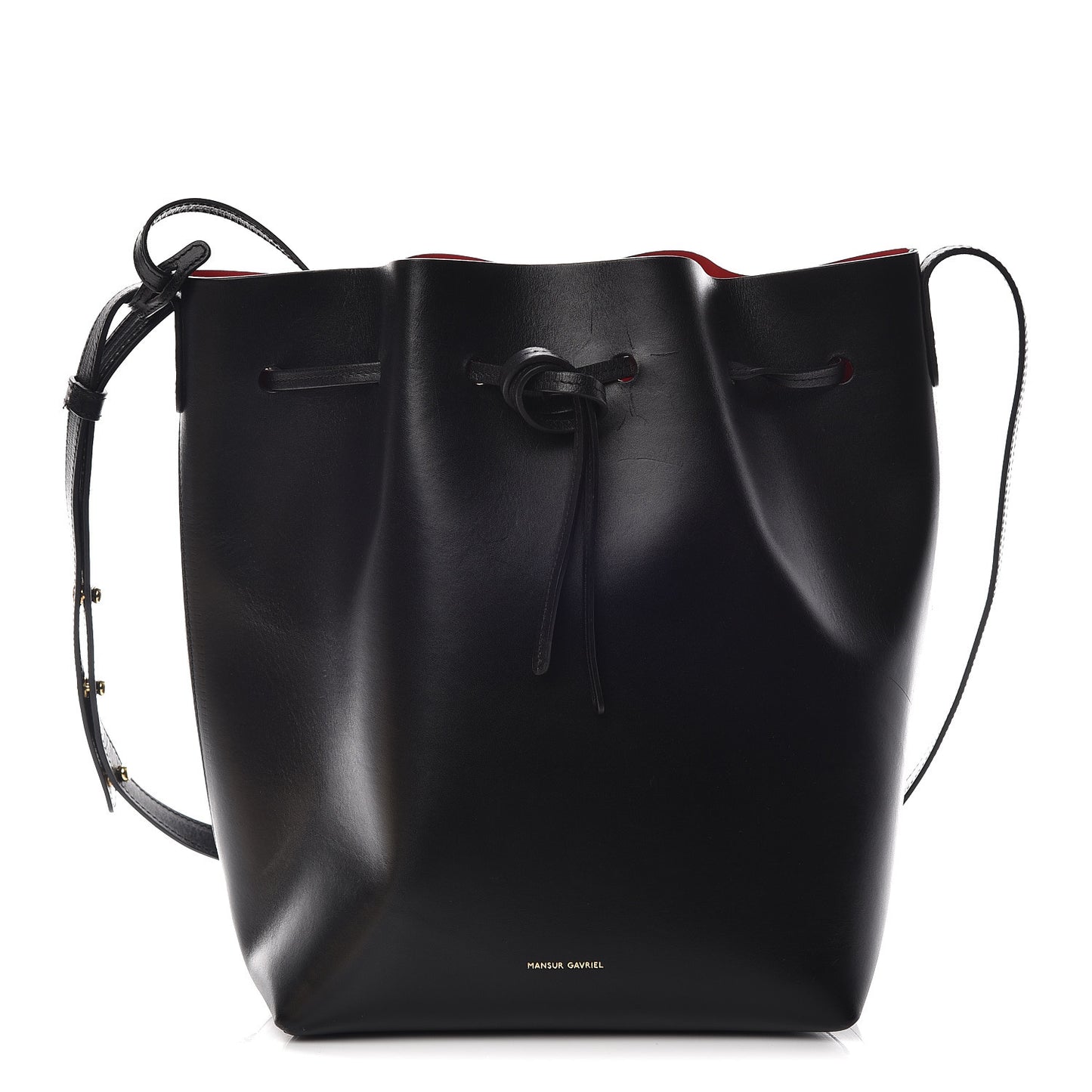 Vegetable Tanned Calfskin Bucket Bag Black Flamma