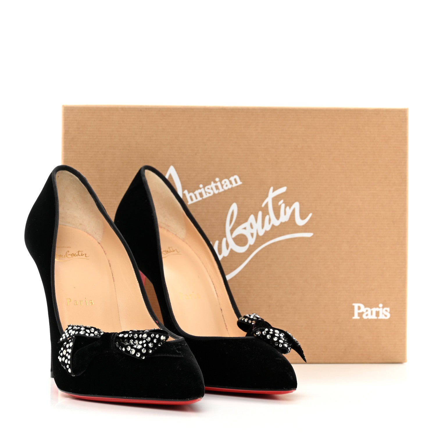 Christian Louboutin Velvet Madame Menule Bow 100 Pumps 37.5 Black 8 of 8