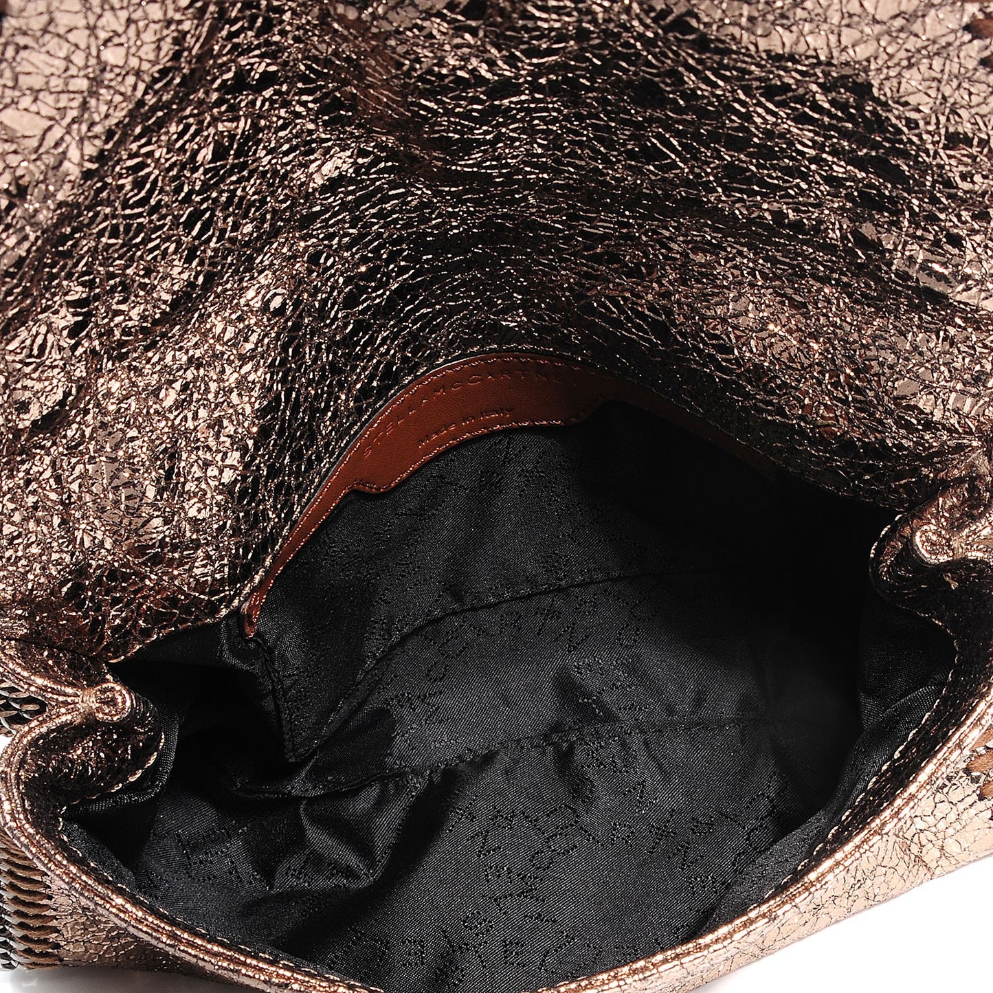 Metallic Crackle Faux Leather Mini Falabella Rose Gold