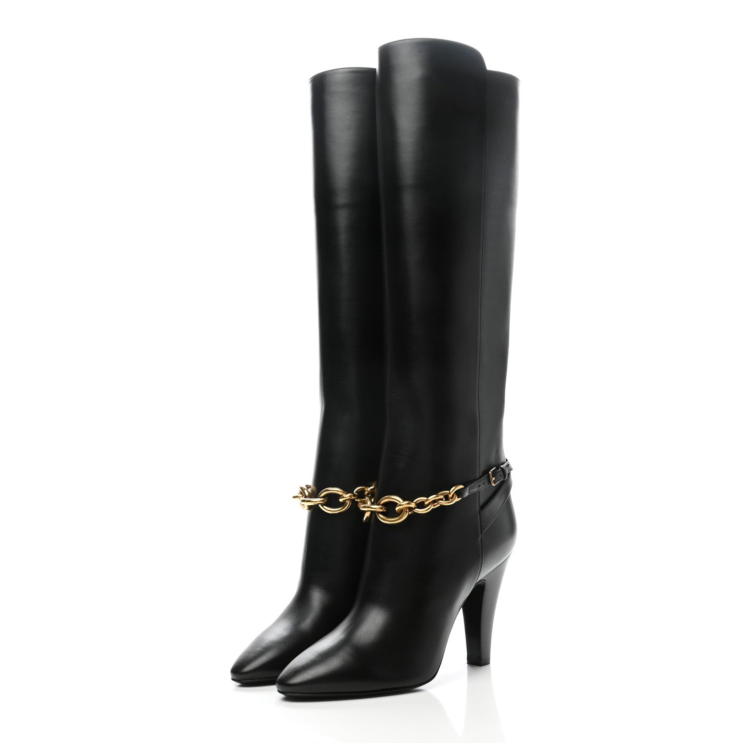 Saint Laurent Smooth Calfskin Le Maillon 95 Boots 37 Black 3 of 7