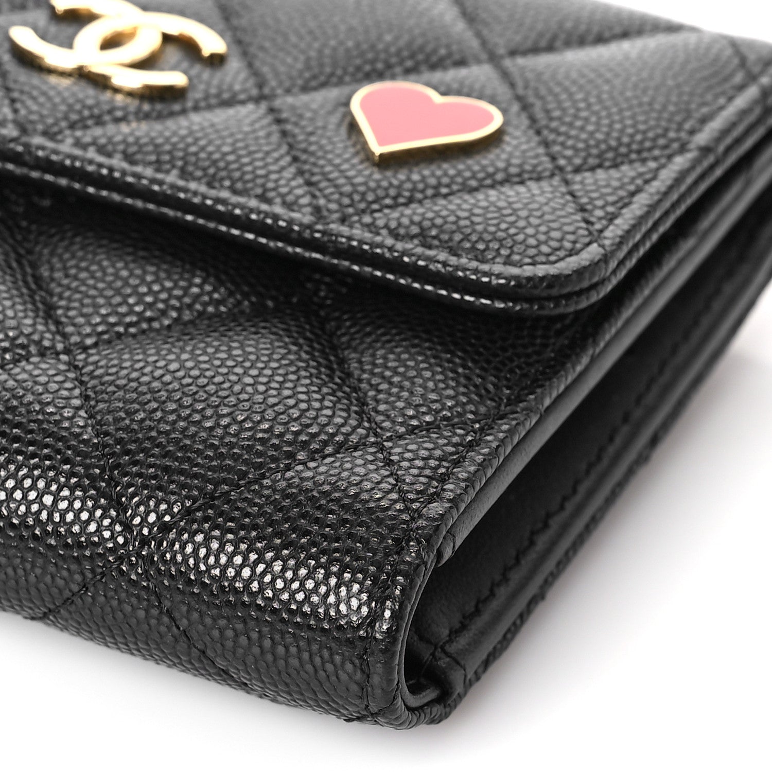 Chanel Caviar Quilted Enamel Coco Casino Compact Flap Wallet Black 9 of 10