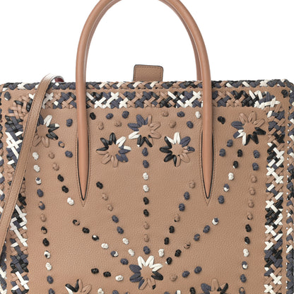 Christian Louboutin Calfskin Mexinodo Beaded Studded Triple Gusset Large Paloma Beige Blue 26 of 26