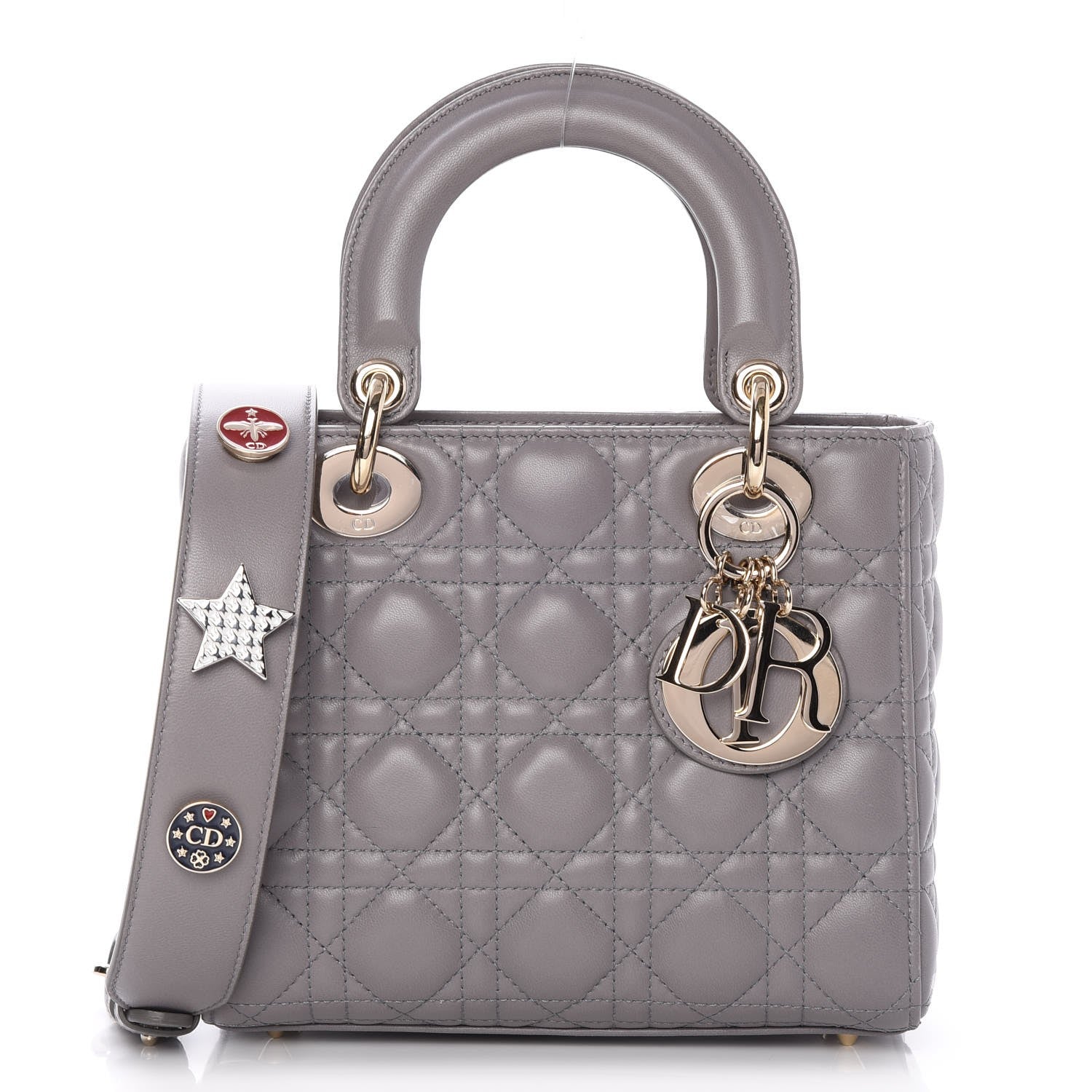 Christian Dior Lambskin Cannage Small My Lady Dior Gris 1 of 7