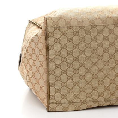 Gucci GG Monogram Web Medium Collapsible Carry On Duffle Beige Gold 8 of 10