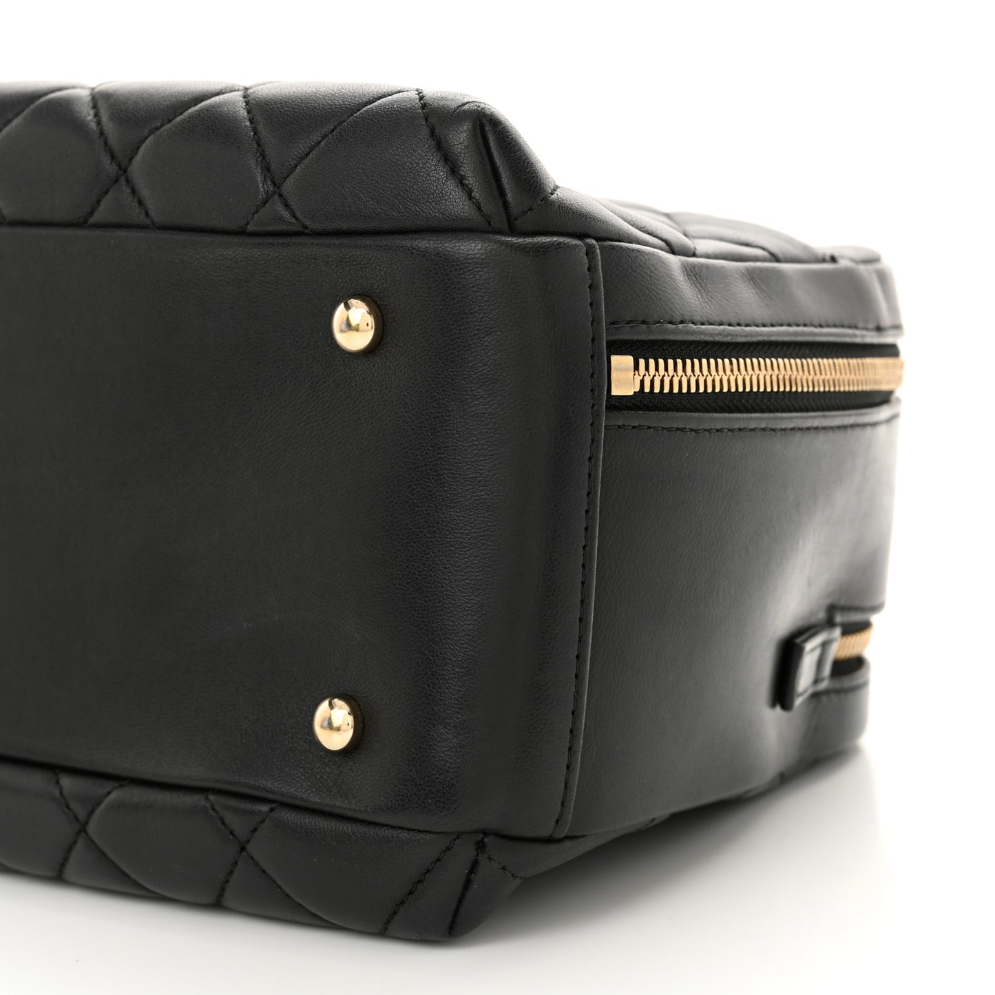 Lambskin Quilted Medium Trendy CC Bowling Bag Black