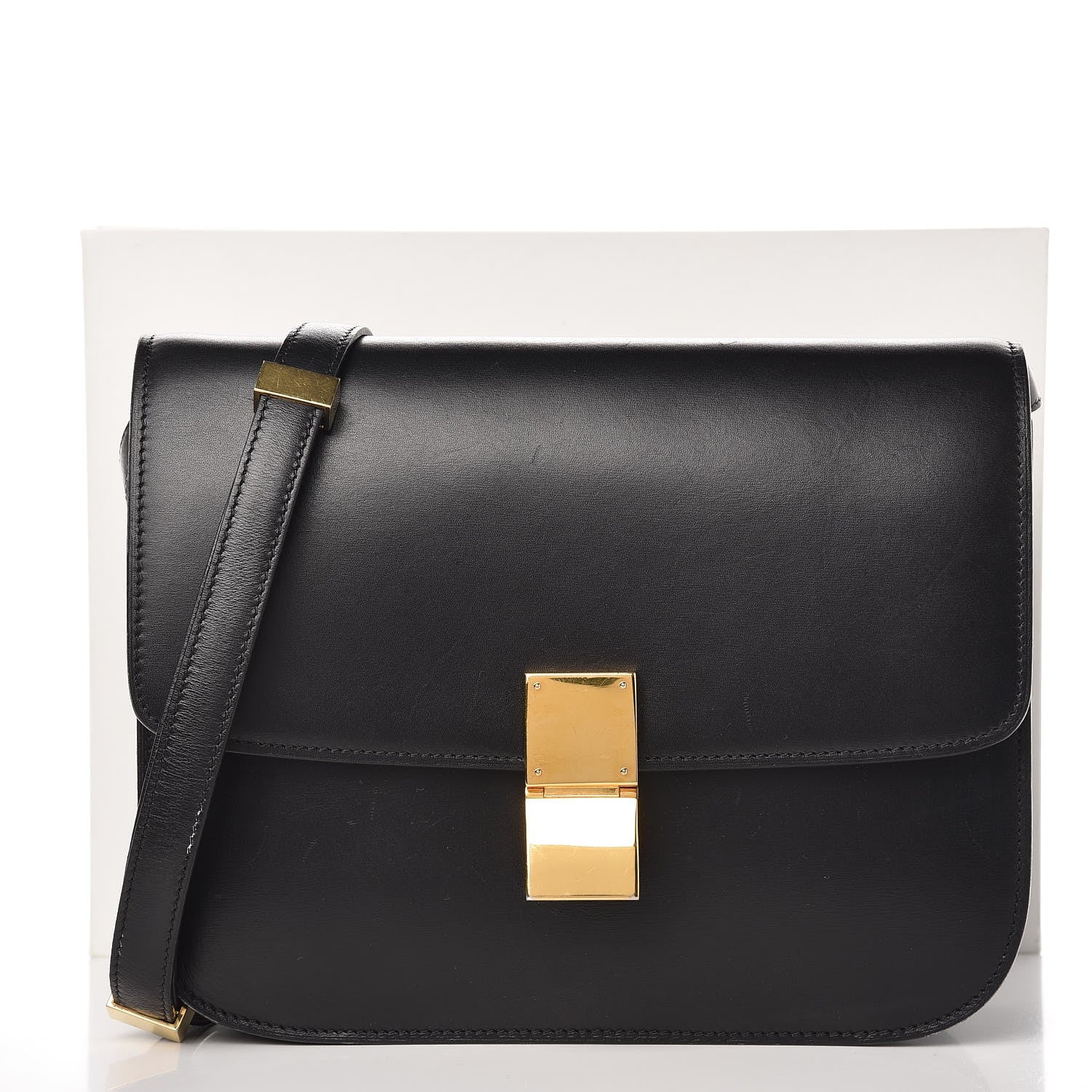 Celine Box Calfskin Medium Classic Box Flap Bag Black 14 of 14