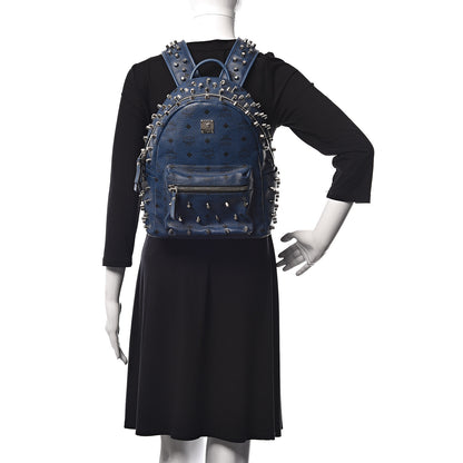 MCM Visetos Studded Small Backpack Blue 2 of 10