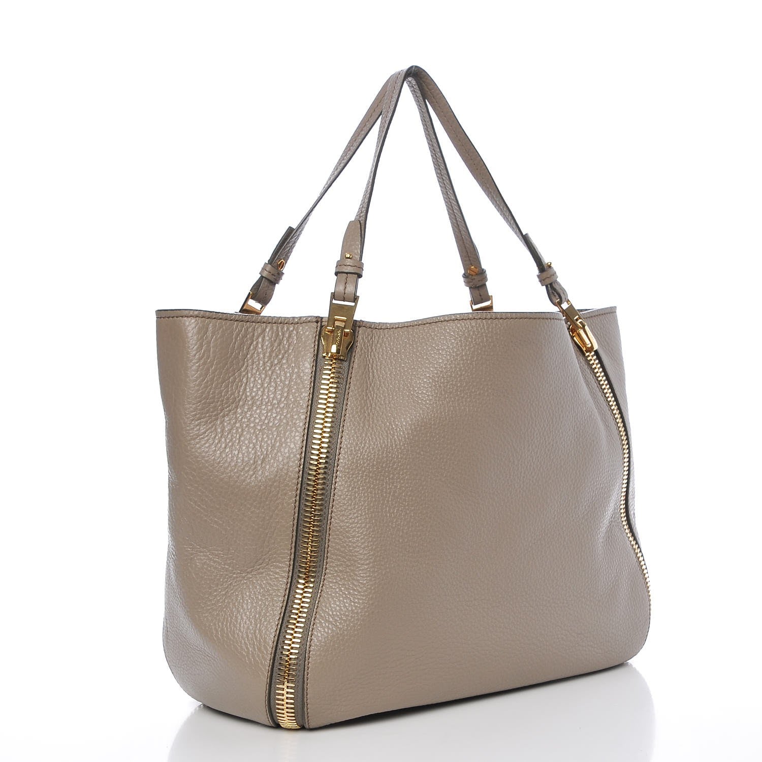 Tom Ford Grained Calfskin Medium Sedgwick Zipper Warm Taupe 5 of 11