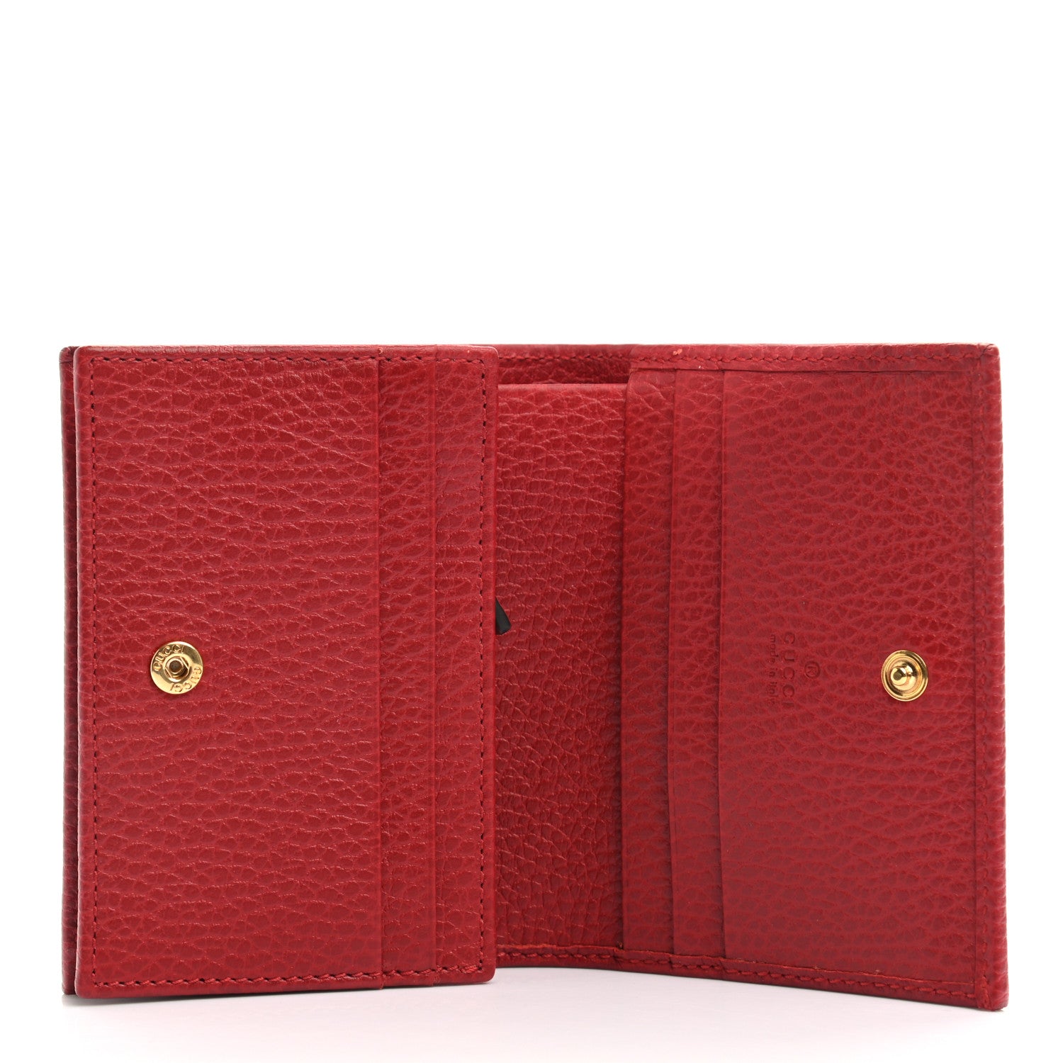 Gucci Pebbled Calfskin GG Marmont Card Case Hibiscus Red 5 of 8