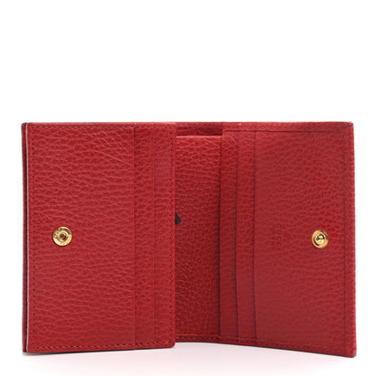 Gucci Pebbled Calfskin GG Marmont Card Case Hibiscus Red 5 of 8