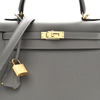 Hermes Madame Calfskin Kelly Sellier 25 Gris Meyer 8 of 11