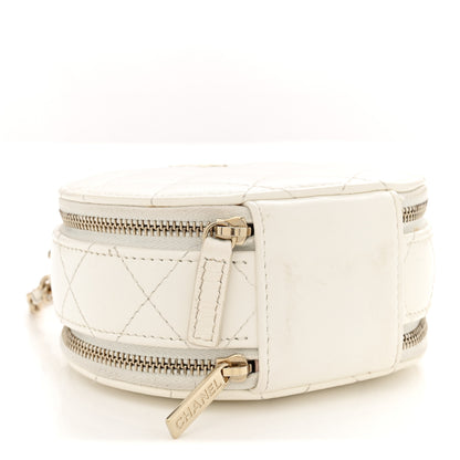 Chanel Lambskin Quilted Round Handle With Care Vanity With Chain White 4 of 11