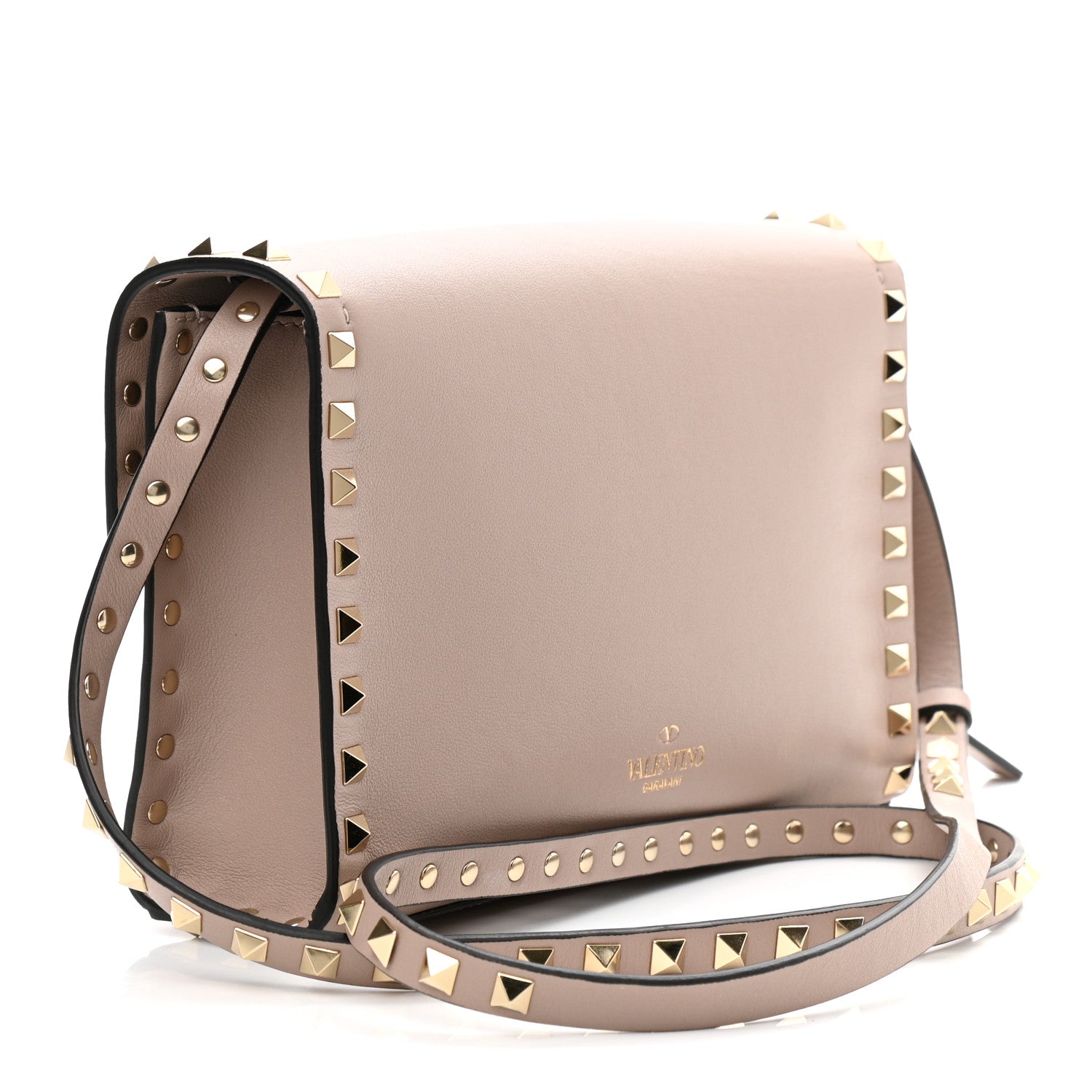 Valentino Garavani Vitello Medium Rockstud Flip Lock Crossbody Bag Poudre 3 of 9