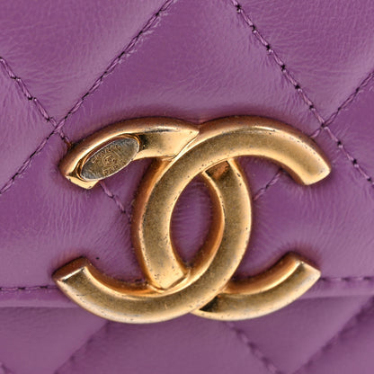 Chanel Lambskin Lacquered Metal Quilted Flap Chain Belt Bag Purple 12 of 14