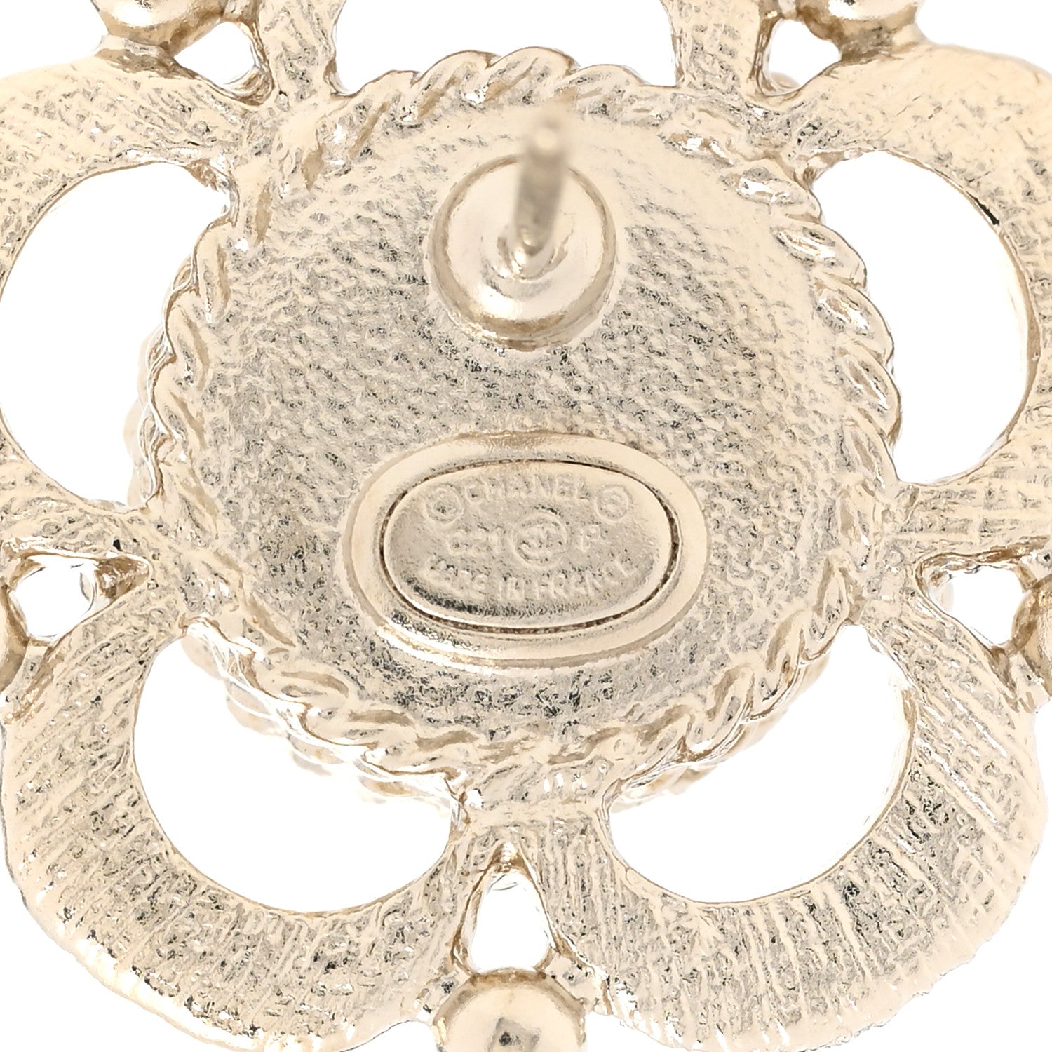 Chanel Flower CC Earrings Beige Gold 3 of 5