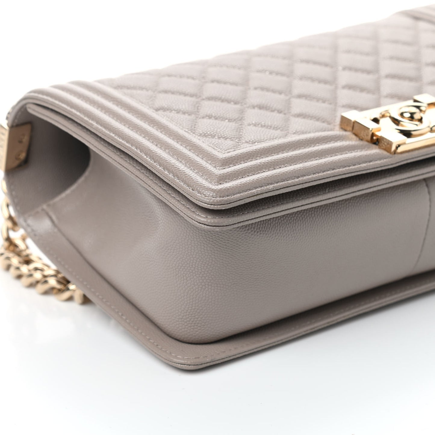 Caviar Quilted Medium Boy Flap Dark Beige