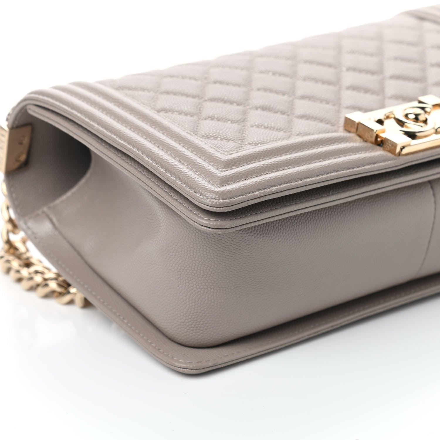 Chanel Caviar Quilted Medium Boy Flap Dark Beige 9 of 10