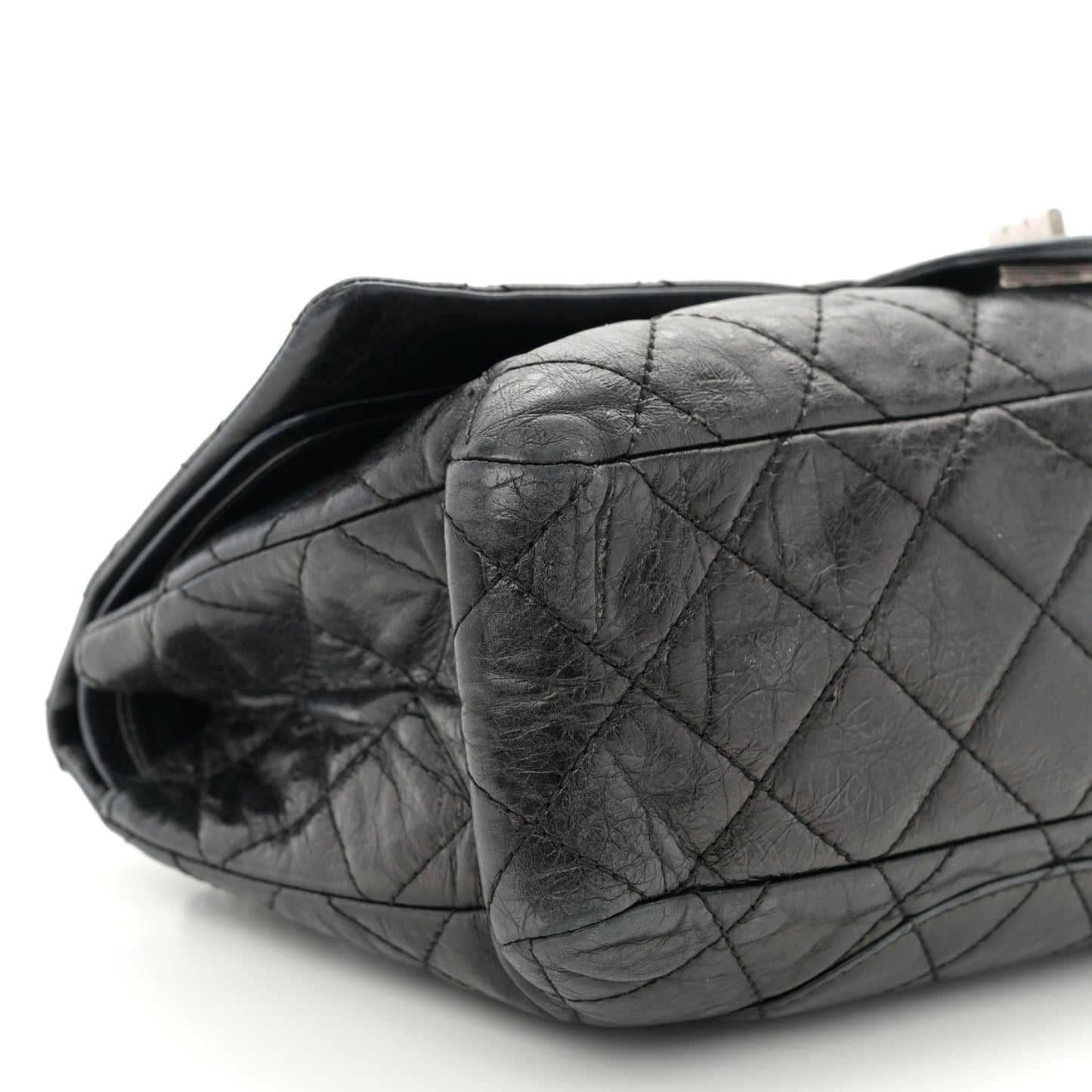 Metallic Aged Calfskin Quilted 2.55 Reissue 228 Flap Black