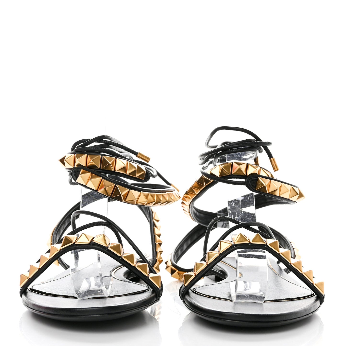 Calfskin Rockstud No Limit Gladiator Flat Sandals 39.5 Black